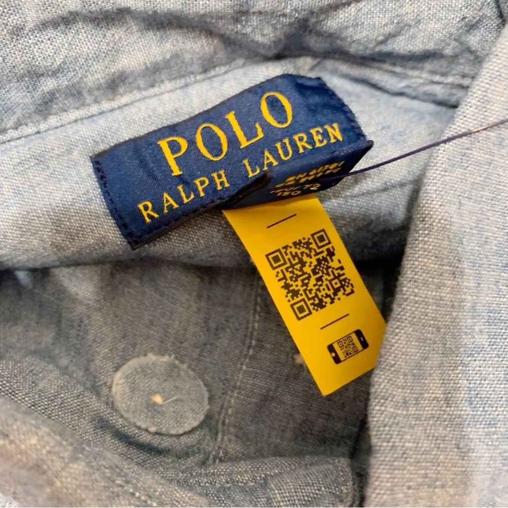 Polo Ralph Lauren boy's NWT chambray Button-Down Shirt Size M(10-12)‎